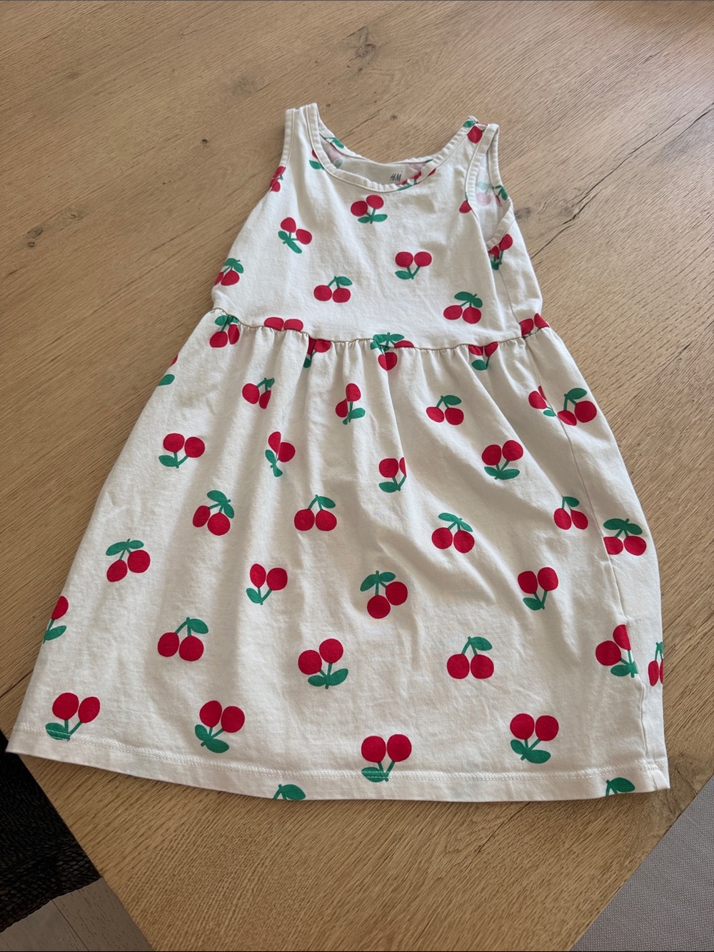 H&M Cream Tank Dress with Red Cherry Print